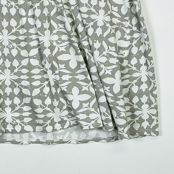Pine Cone Hill Fine Linens White Grey Leaf Print Knit Dress Womens Medium Large - Picture 4 of 8
